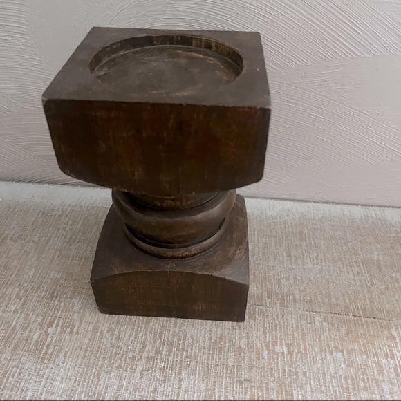 Chunky Wood Candle Holder in excellent condition
